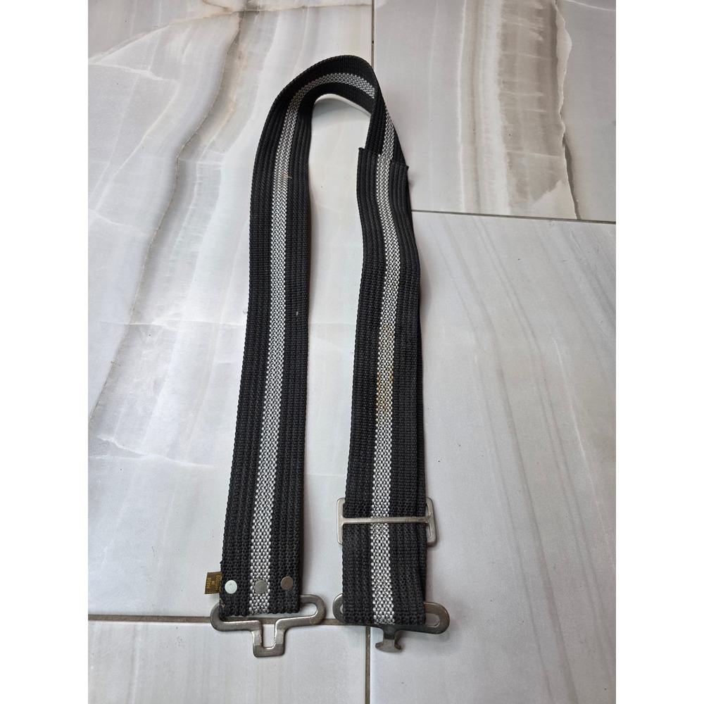 Vintage Woven Striped Textile Belt Black Grey Made in Mexico Metal Buckle C2
